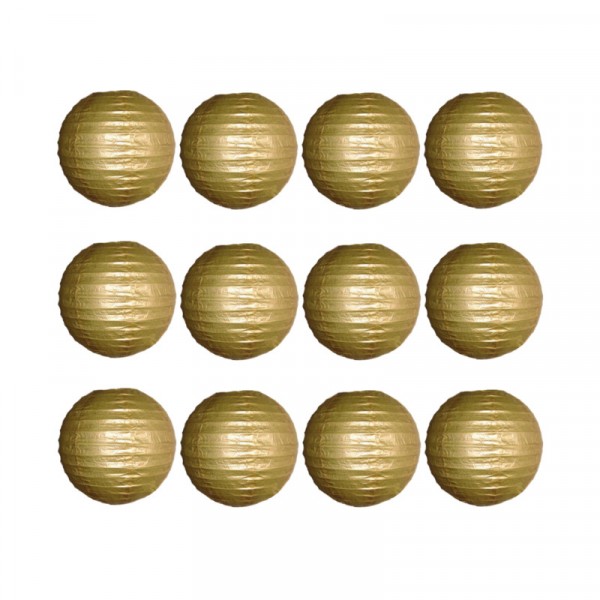 8" Paper Lantern Gold Regular Wire Value Pack (12 PCS)